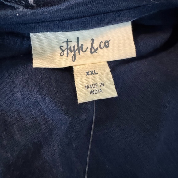 NWT Style & Co Women's Cotton Printed Navy Star Print Scoop-Neck Top, Sz XXL - Picture 8 of 9